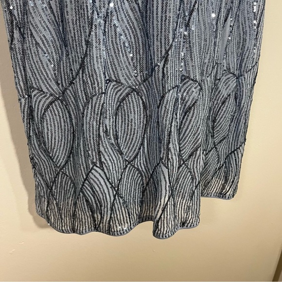 Elegant Fully Sequin Dress Plus Size 2X Stretch Slate Blue Formal Party Holiday - Picture 6 of 8